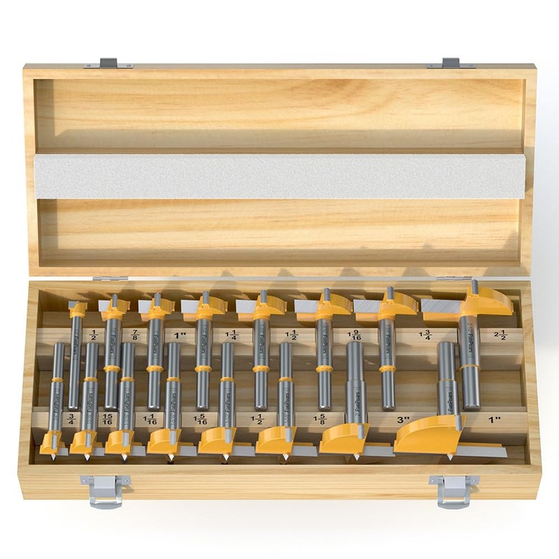 FIVEPEARS 16 Pcs Forstner Drill Bits Set, Carbide Tipped Wood Hole Saw Auger Opener, Hole Opener Hinge Hole Cutter for Woodworking, Plastic, Plywood Products - Image 2